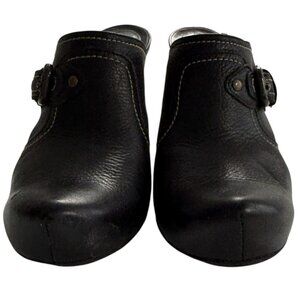 Via Spiga Black Leather Wedge High Heel Mules – Size 6M